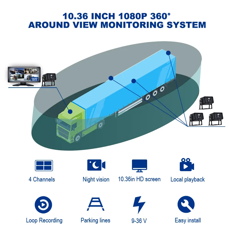 10.36" 4 CH Recorder Vehicle DVR with IP68 Waterproof Nightvision