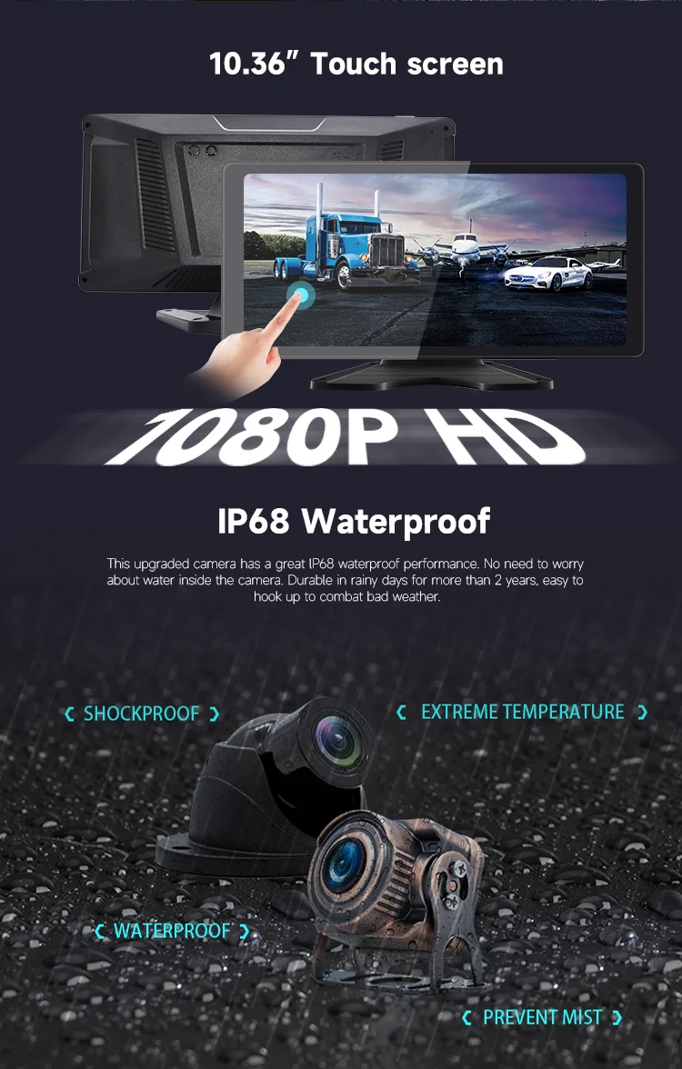 10.36 inch Portable Apple Carplay & Android Auto Wireless Car DVR