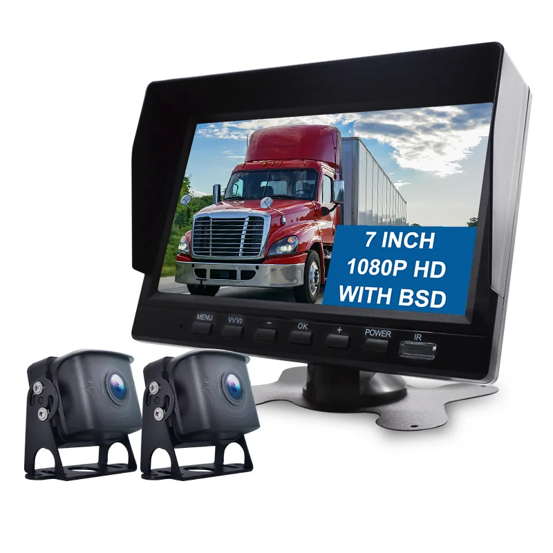 7" 2CH Backup Camera System with BSD, Loop Recording for Truck Van Bus