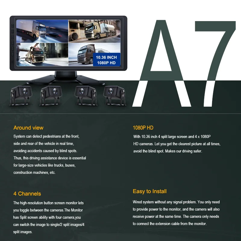 10.36 Inch 4 CH Recorder Vehicle DVR