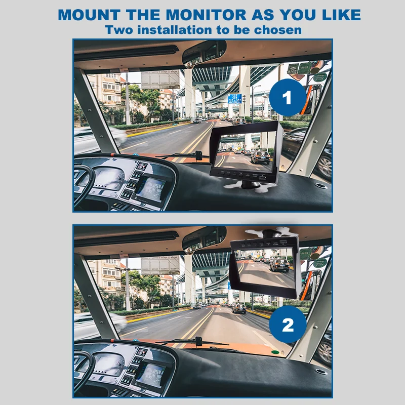 7" 2CH Backup Camera System with BSD, Loop Recording for Truck Van Bus
