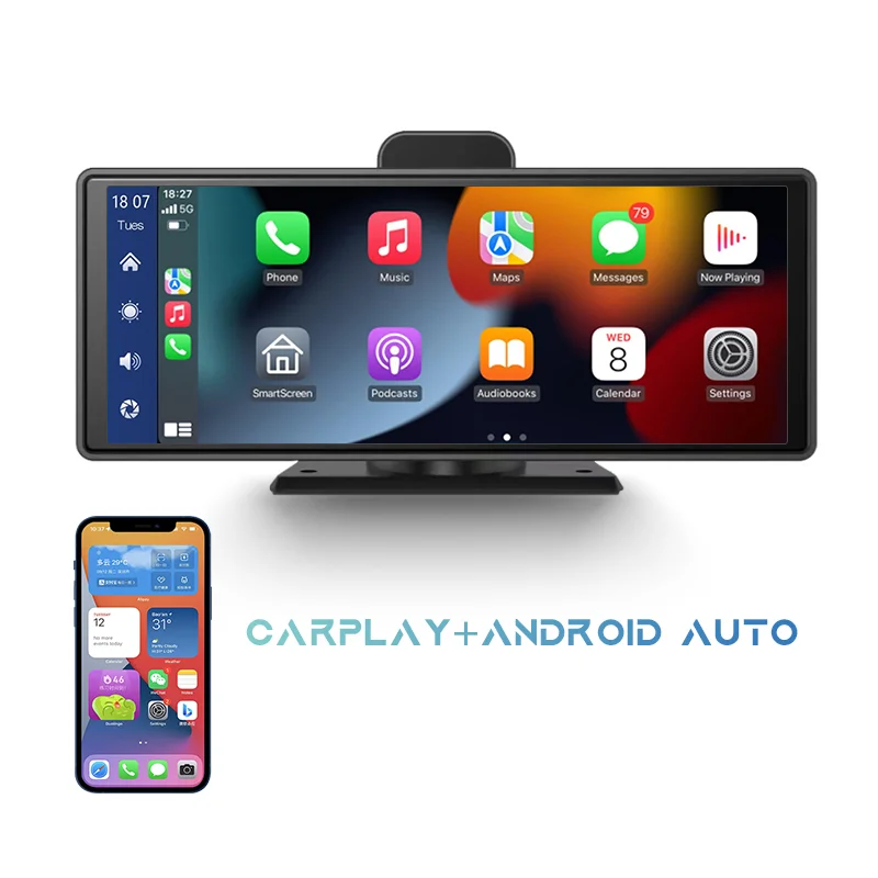 10.26" Wireless Carplay Car DVR wtih IPS Touch Screen 1080P Dual Camera