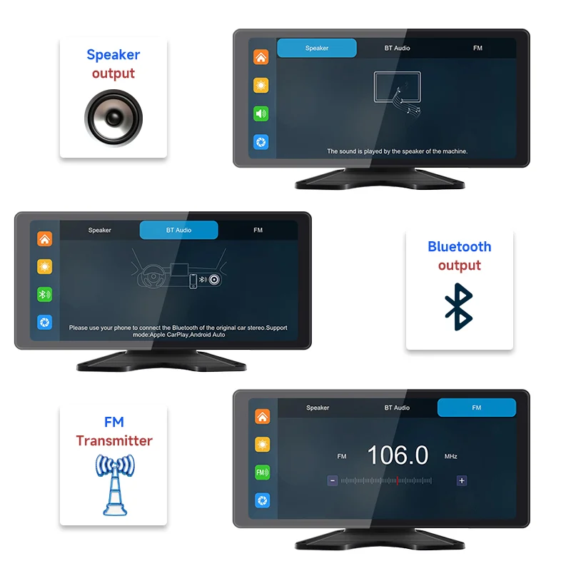 10.36" Wireless Apple Carplay Screen for Car 4K Dash Cam GPS Navigation