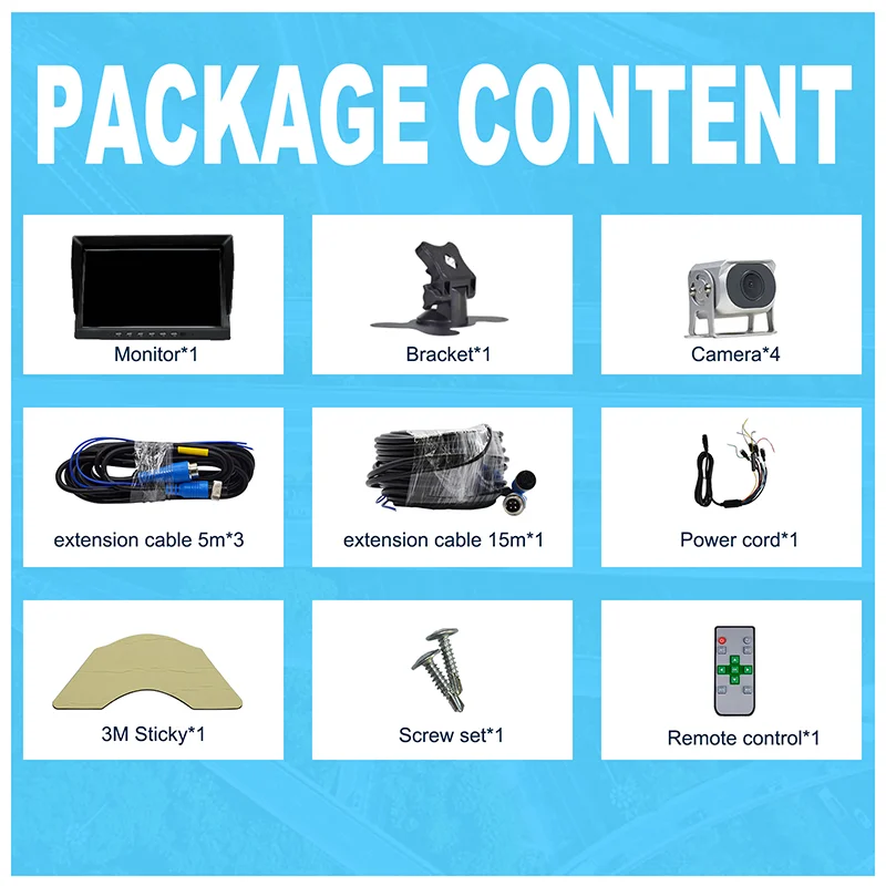 Truck Backup Camera System with 7 Inch Monitor for RV Truck Bus Trailer