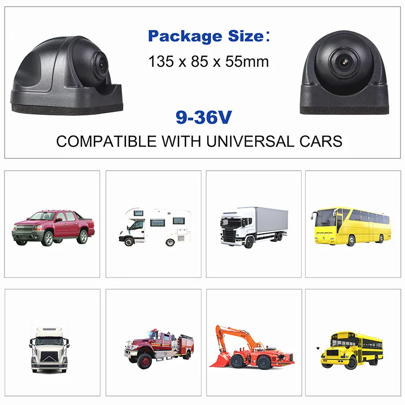 HD Backup Camera 360°Rotatable Rear Front Side Reverse Camera Universal