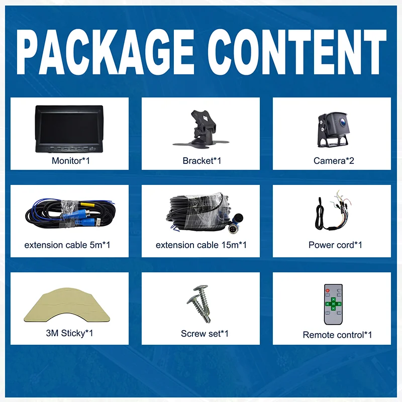 7" 2CH Backup Camera System with MP5, Loop Recording for Truck Van Bus