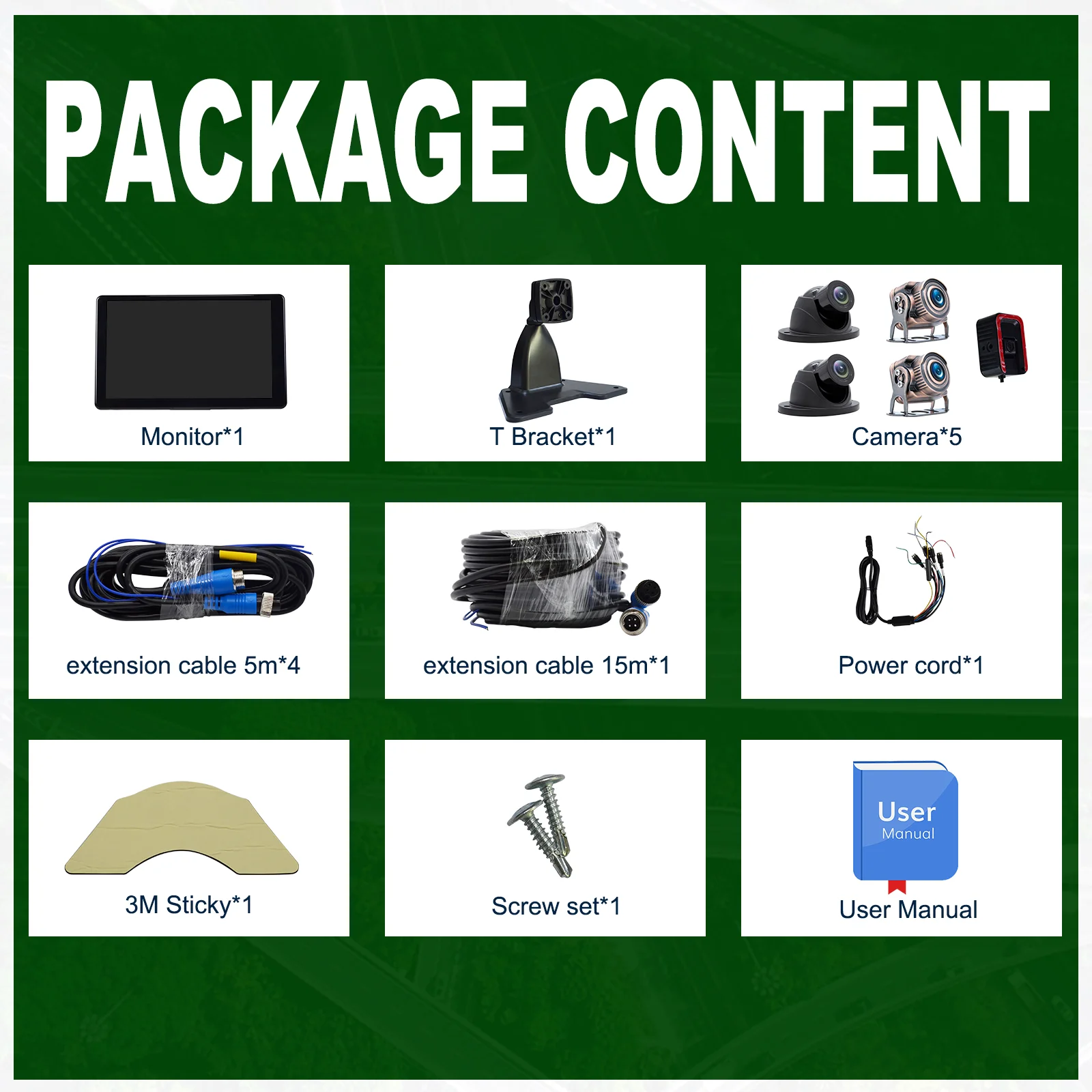 10.1" 5CH Vehicle Monitor System 1080P Rearview Mirror Camera Video Recorder