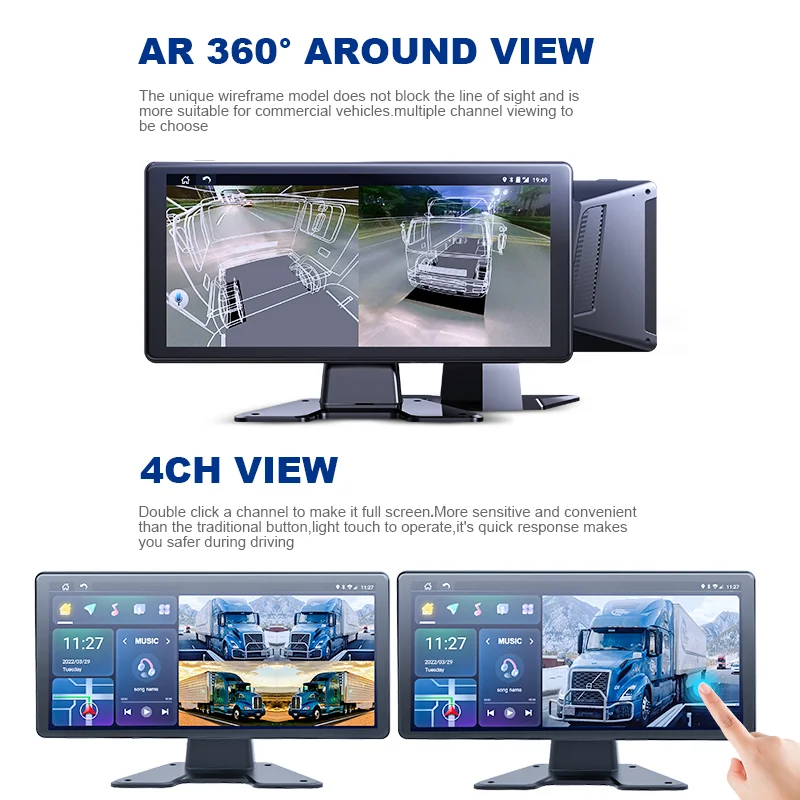 10.36" Android OS Car DVR with 360 Degree Bird View Mini Panoramic Camera