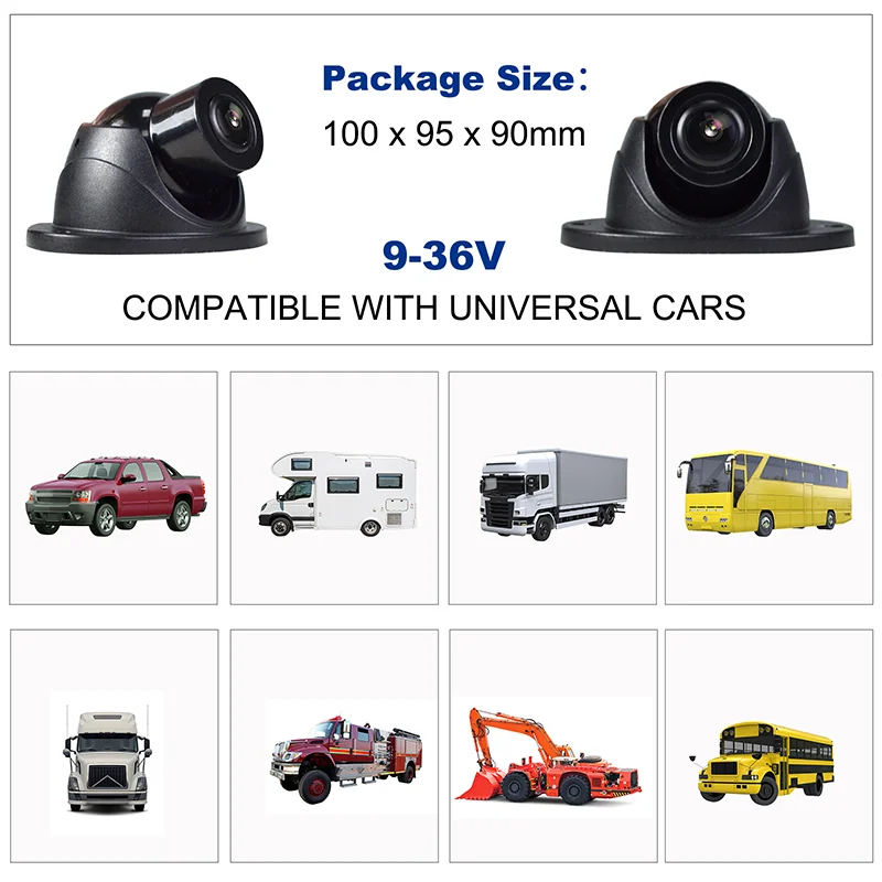 360° Rotatable Rear Front Side HD Backup Camera Universal Clear Night Vision