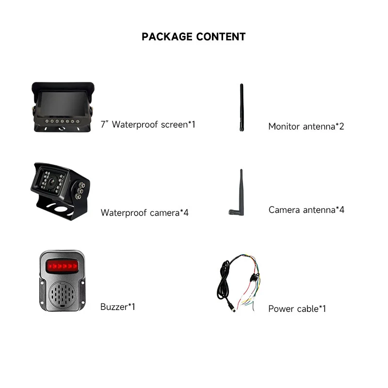 Wireless Backup Camera 7-inch IP67 Waterproof Monitor IP68 Camera