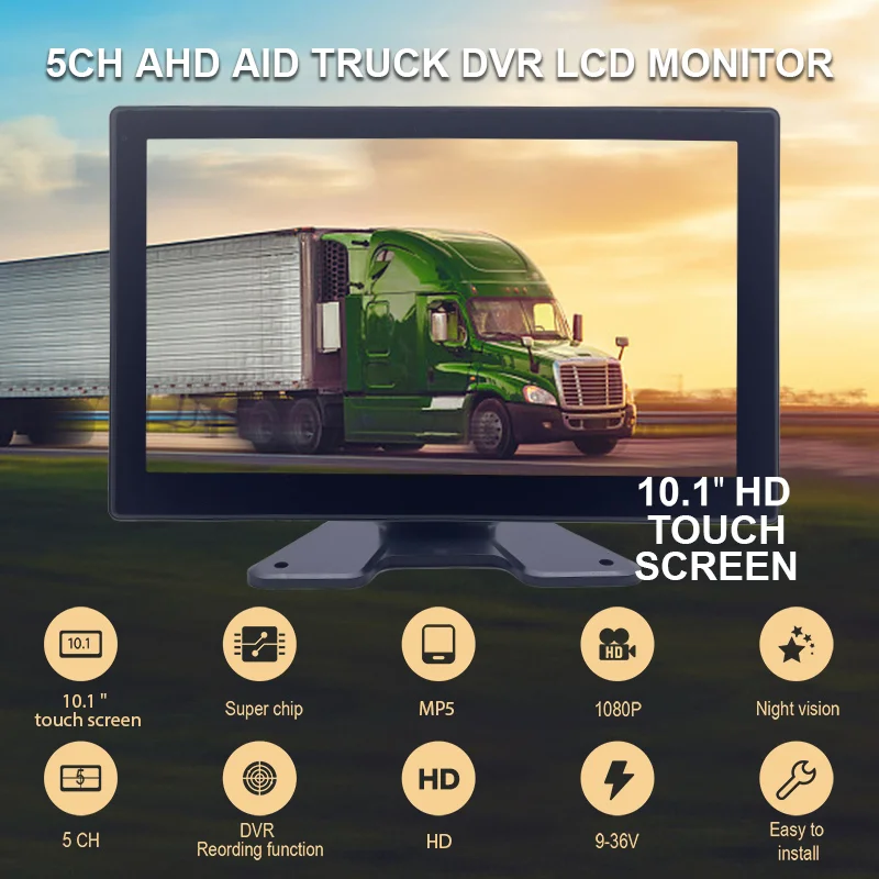 10.1" 5CH Vehicle Monitor System 1080P Rearview Mirror Camera Video Recorder
