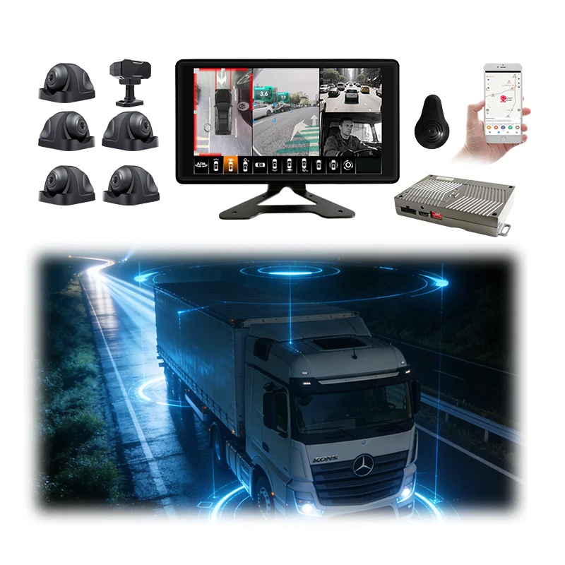 6 channel Mobile DVR System 360° blind spot monitoring system for trucks