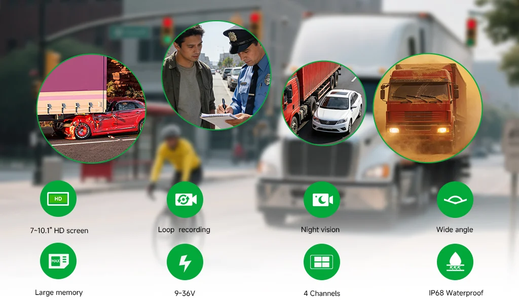 7 inch 1080P DVR Driving Monitoring System For Fleet Management