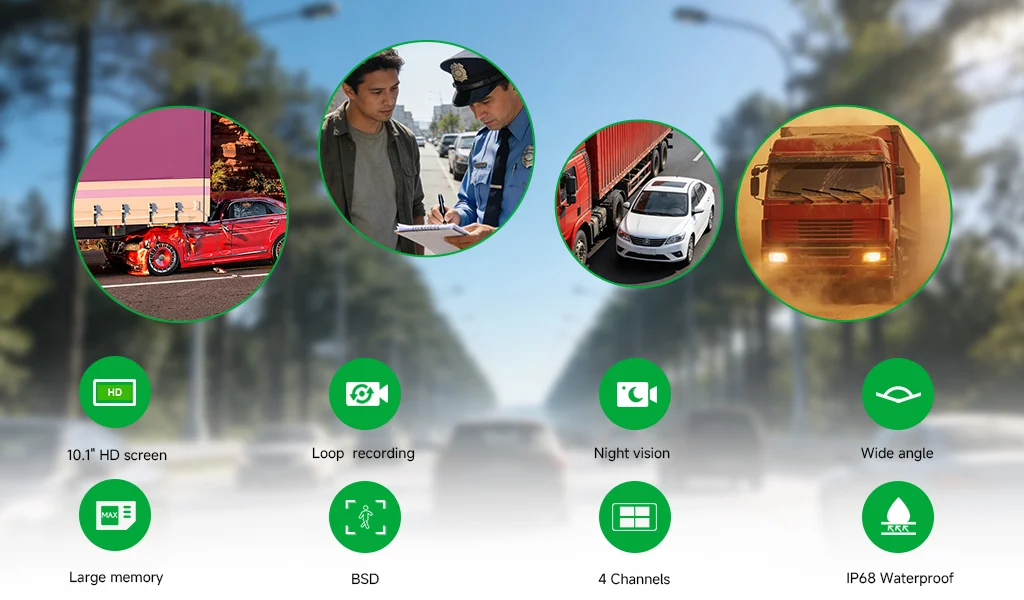 4-Channel Truck Commercial Vehicle DVR with BSD Blind Spot Detection