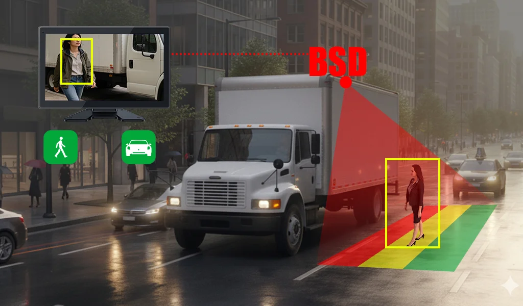 4-Channel Truck Commercial Vehicle DVR with BSD Blind Spot Detection